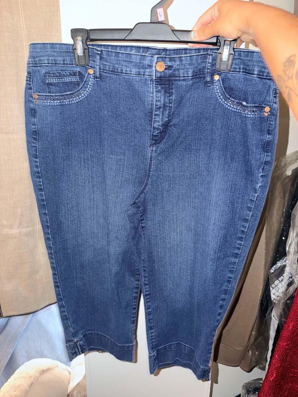 Gloria Vanderbilt All Around Slimming Effect Capri Jeans Size 16 Blue Denim
